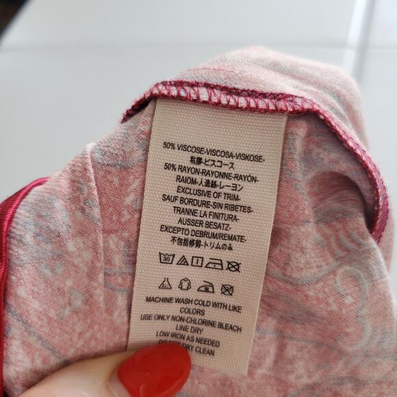 Free People Jumpsuit Womens 4 Pink Red Boho Wide Leg Sleeveless Wrap Tie Rayon - Picture 10 of 12